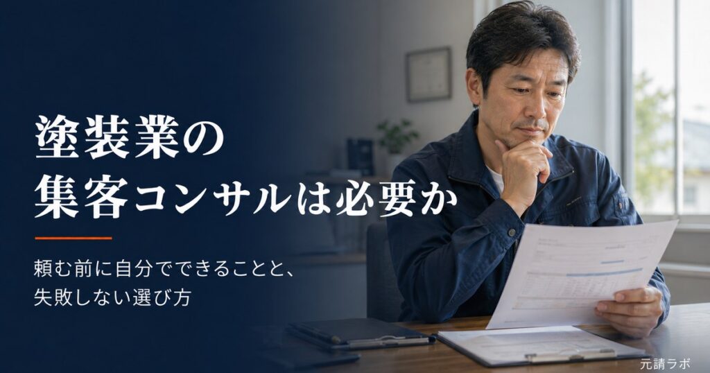 塗装業の集客コンサルは必要か｜頼む前にできることと選び方