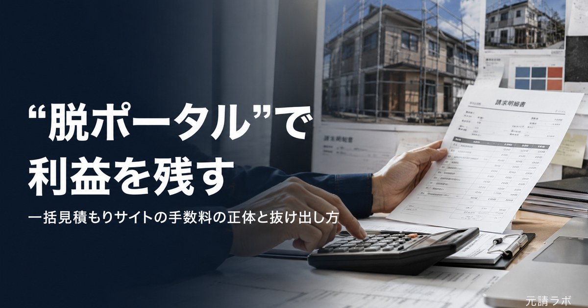 一括見積もりサイトの手数料と脱ポータル